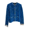 Chanel Metiers Cobalt Blue Knit White Floral Embroidery Jacket D'art 2026