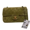 Chanel Mini Classic Flap 26B Khaki Green Suede Calfskin Gold tone Hardware