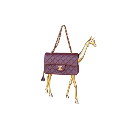 Chanel Mini Classic Giraffe Flap Bag Metiers D'Art Burgundy Leather and Gold-tone Hardware