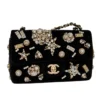 Chanel Mini Rectangle Flap Fall Winter 2025:26 Black Velvet Rhinestones Crystals Gold tone Hardware