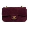 Chanel Mini Souplissimo Classic Flap 26B Burgundy Suede Gold tone Hardware