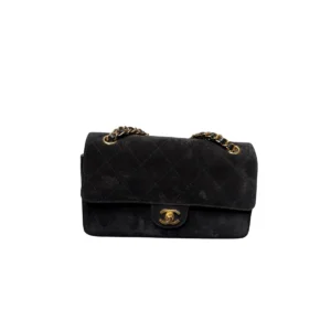 Chanel Mini Souplissimo Shoulder Bag Black Suede Gold tone Hardware