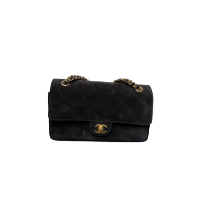 Chanel Mini Souplissimo Shoulder Bag Black Suede Gold-tone Hardware