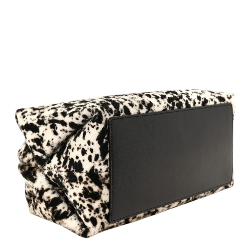 Chanel Pony Hair Black and White Printed Clutch With Chain bottom