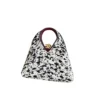 Chanel Pony Hair White Black Printed Small Shopping Tote Bag Gold Hardware