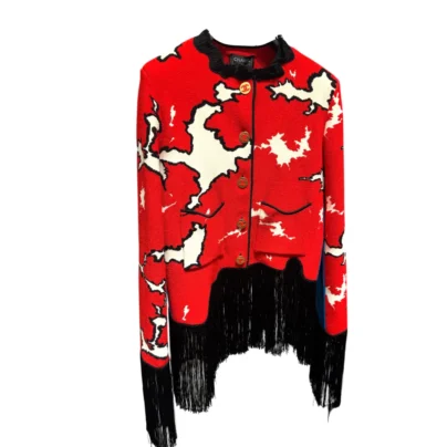 Chanel Red White Black Jacket with Fringed Hem Metiers D'Art 2026