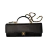Chanel Top Handle Long Clutch With Chain Black Lizard Embossed Calfskin