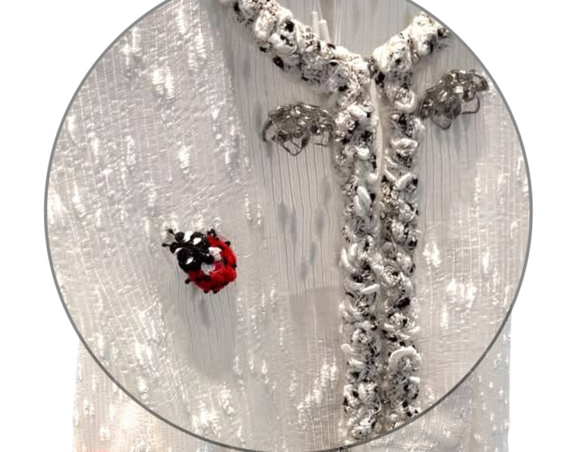 Chanel White Tweed Jacket with Ladybug Brooch Metiers D'Art 2026 detail