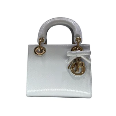 Christian Dior Mini Lady Dior Bag White Python Calfskin