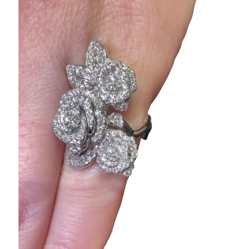 Christian Dior Rose Bagatelle Diamond 18k White Gold Ring
