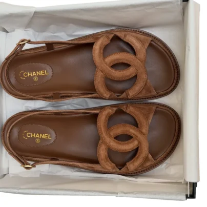 FW2026 Chanel Brown Suede Dad Sandals