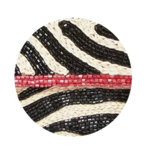 Fendi Baguette 26424 Re Edition Black Red Raffia bead Embroidery Shoulder bag closeup