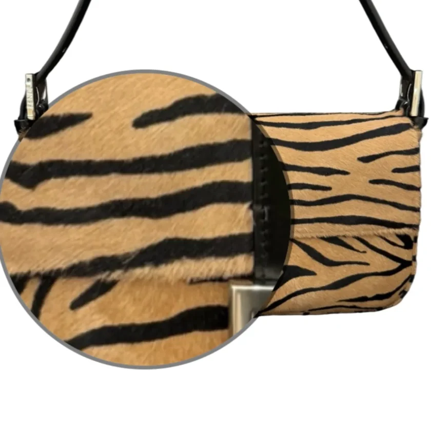 Fendi Baguette 26424 Re Edition Tiger Print Pony Calf Hair Brown Shoulder bag detail