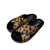 Fendi Double Leopard Print Brown Hair On Leather Platform Slides
