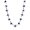 Fine Jewelry 18k White Gold Diamonds Blue Sapphire Necklace