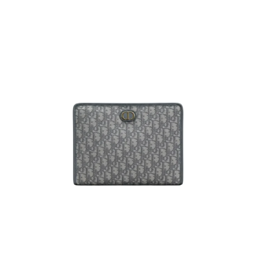 Gray Christian Dior 30 Montaigne Dea Monogram CD Pouch