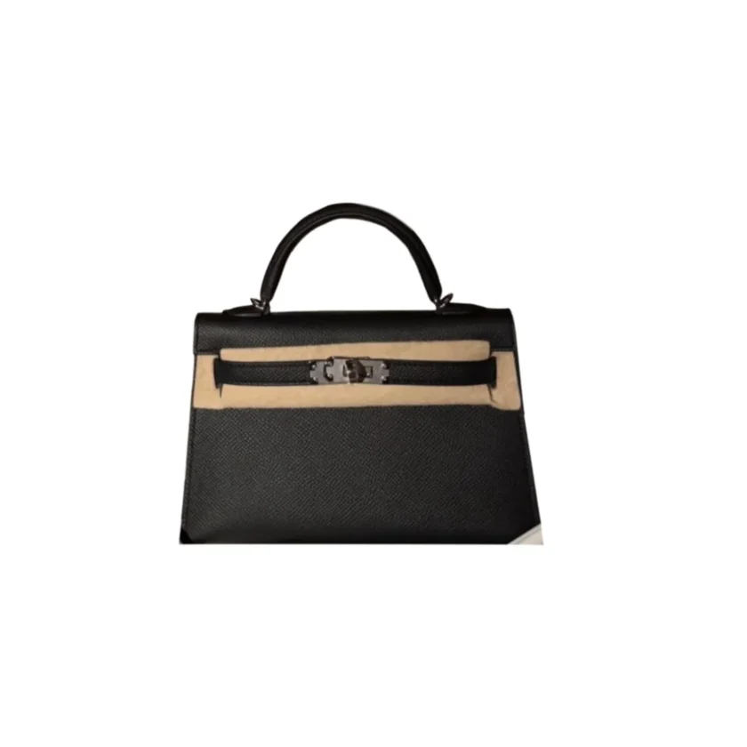 Hermes Mini Kelly 20 Black Epsom Palladium Hardware