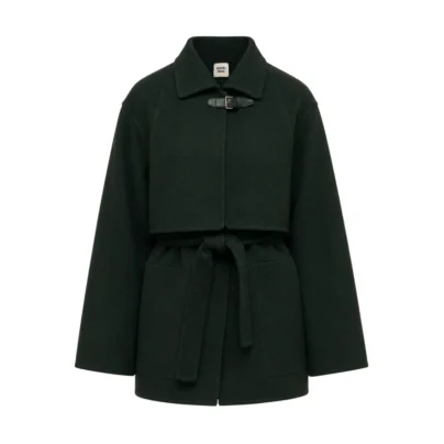 Hermes Trench Modular Cashmere Vert Anglais Belted Coat