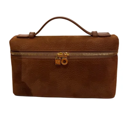 Loro Piana Extra Pocket L19 Velvet Cocoa Calfskin Pouch Sun Hardware