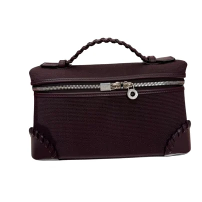 Loro Piana Extra Pocket L19 Wild Blackberry burgundy pouch with braided handle