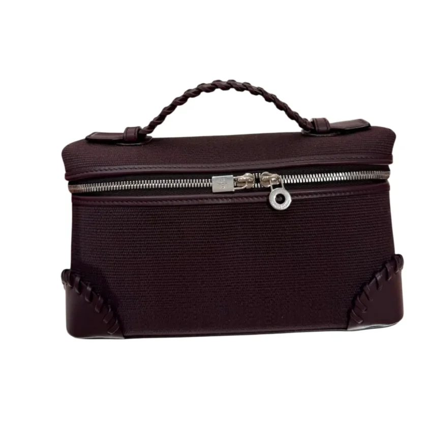 Loro Piana Extra Pocket L19 Wild Blackberry burgundy pouch with braided handle