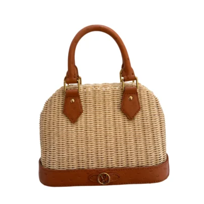 Louis Vuitton Alma BB Wicker Ostrich Brown Leather Bag