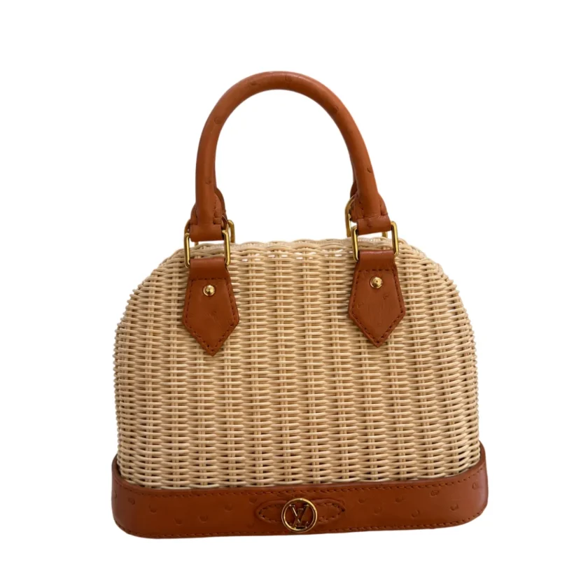 Louis Vuitton Alma BB Wicker Ostrich Brown Leather Bag