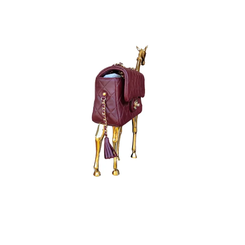 Mini Chanel Classic Giraffe Flap Bag Metiers D'Art Burgundy Leather and Gold tone Hardware