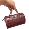 New Chanel Mini Bowling With Chain Burgundy Crocodile Embossed Calfskin