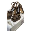 New Jimmy Choo Kove 120 woven open toe platform sandals chocolate tan raffia