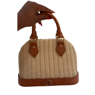 New Louis Vuitton Alma BB Wicker Ostrich Brown Leather Bag