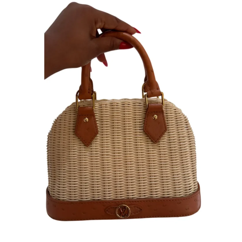New Louis Vuitton Alma BB Wicker Ostrich Brown Leather Bag