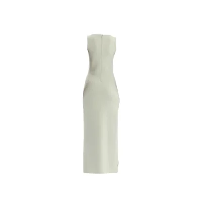 Oscar De La Renta Hibiscus Embroidered Knit Saltwater Green Pencil Dress back