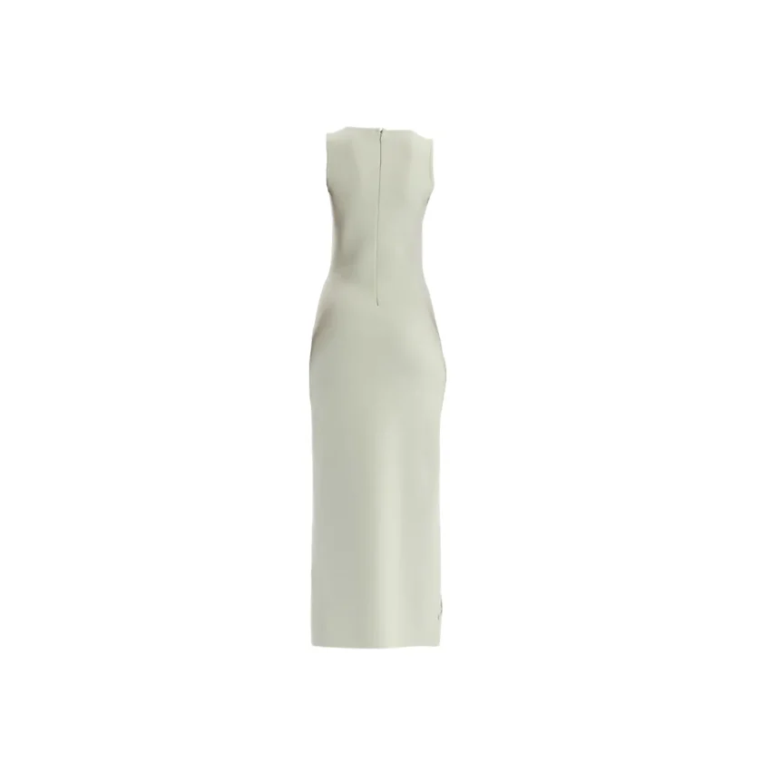 Oscar De La Renta Hibiscus Embroidered Knit Saltwater Green Pencil Dress back