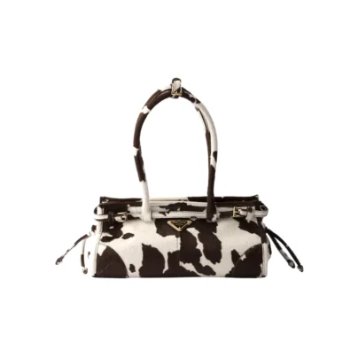 Prada Bonnie Medium White Pony Hair Top Handle Bag