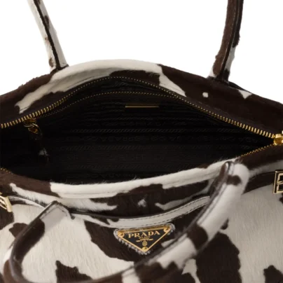 Prada Bonnie Medium White Pony Hair Top Handle Bag interior
