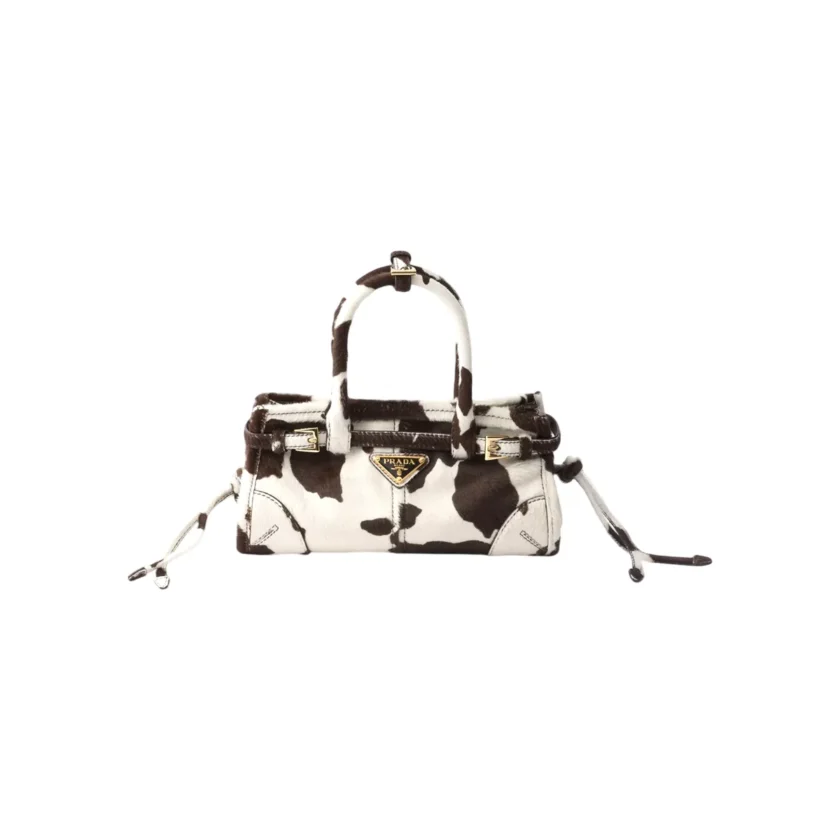 Prada Bonnie Mini Cow Print Pony Hair Top Handle Bag