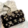 Rare Chanel Mini Black Velvet Rhinestones Crystals Gold tone Fall Winter 2025:26 Flap