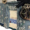 Small Lady Dior Dioriviera Bag Blue Satin and Moiré Embroidered Multicolor Beads