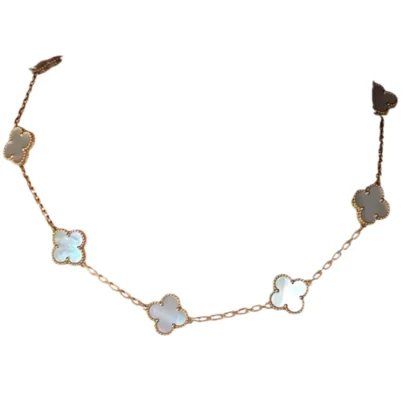 Van Cleef and Arpels Vintage Alhambra 10 motifs Necklace Mother of Pearls 18k yellow gold