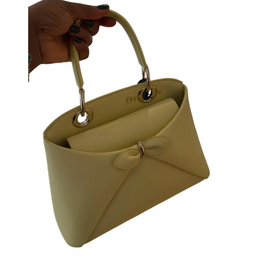 Yellow Christian Dior Cigale Top Handle Bag Lambskin Gold tone Hardware