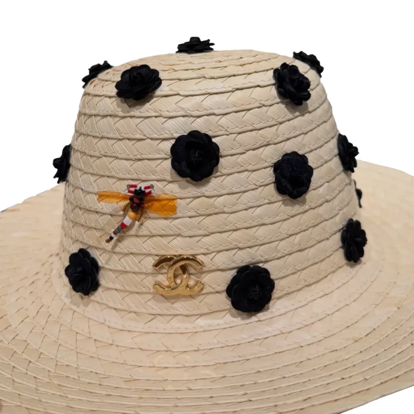 2026 Chanel Coco Beach Straw Hat Beige cotton and mixed fibers