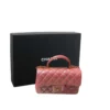 2026 Chanel Mini Rectangular Flap Bag with Top Handle Pink Iridescent Lambskin Leather and gold hardware