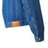 Bottega Veneta Blue Denim Jacket with brown intrecciato leather collar side