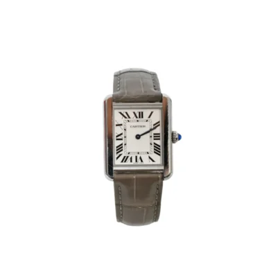 Cartier Tank Solo Stainless Steel Watch Alligator Leather Strap