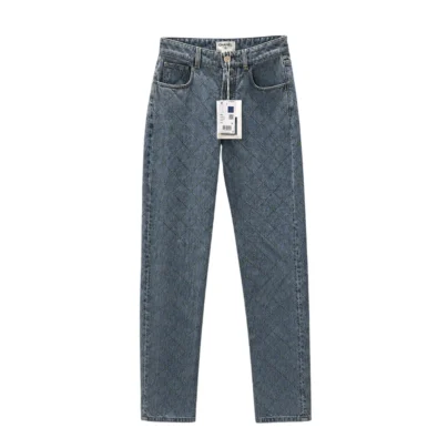 Chanel 26b Blue Denim Jeans with Diamond Quilted Pattern