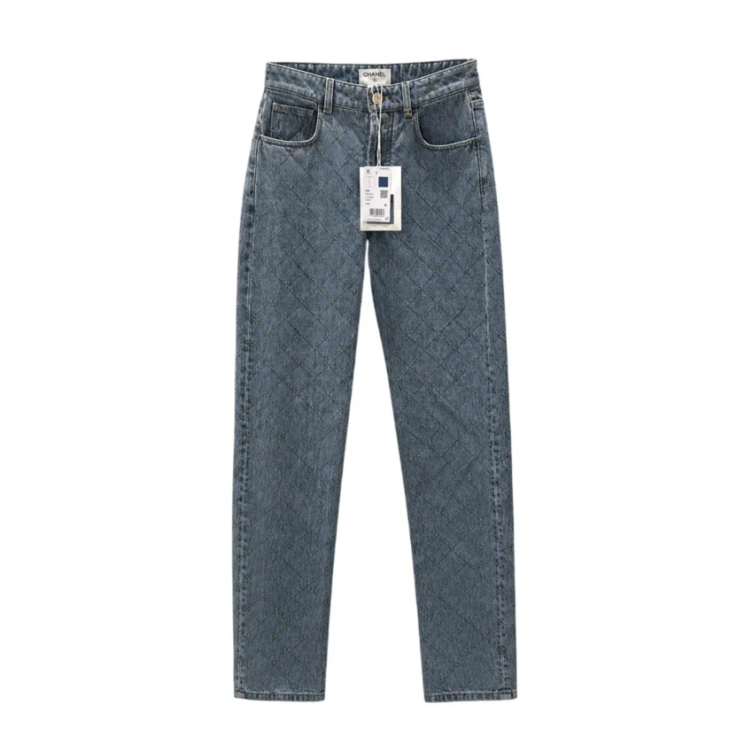 Chanel 26b Blue Denim Jeans with Diamond Quilted Pattern