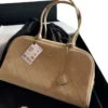 Chanel Large Bowling Bag 26s Beige Suede Gold Hardware
