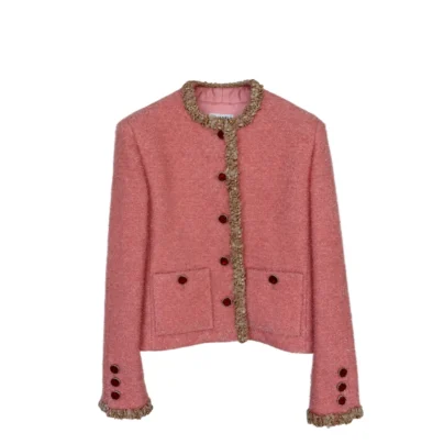Chanel Lurex Wool Tweed Jacket Sherbet Pink FW2026