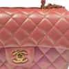 Chanel Mini Rectangular Top Handle Flap bag Pink Iridescent Lambskin Leather